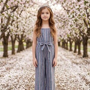 Belle Du Jour Striped Jumpsuit with Tie Waist